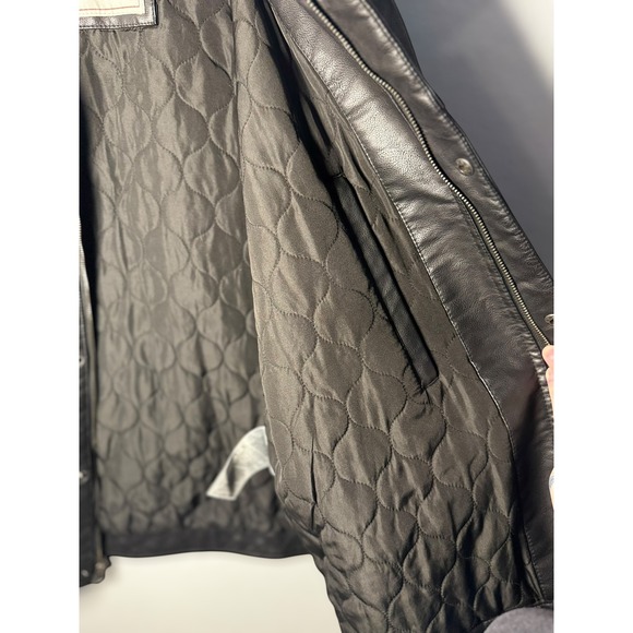 Levis Mens Black Faux Leather Trucker Jacket Quilted Lined XL LM1RU525 - Picture 5 of 11